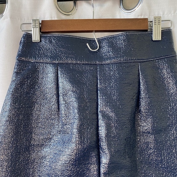 Never A Wallflower Navy Coated Skirt Size XS Front Pocket originally $245 - Picture 8 of 14